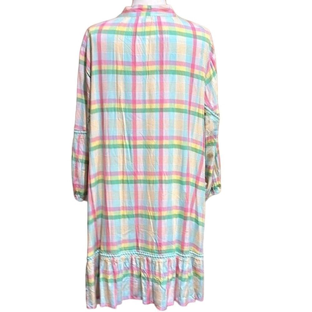 Crown & Ivy Women's Plus Size 4X 3/4 Sleeve Plaid Peasant Dress - NWT - Picture 4 of 7
